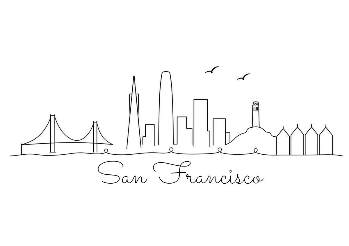 San Francisco skyline line art A4 print