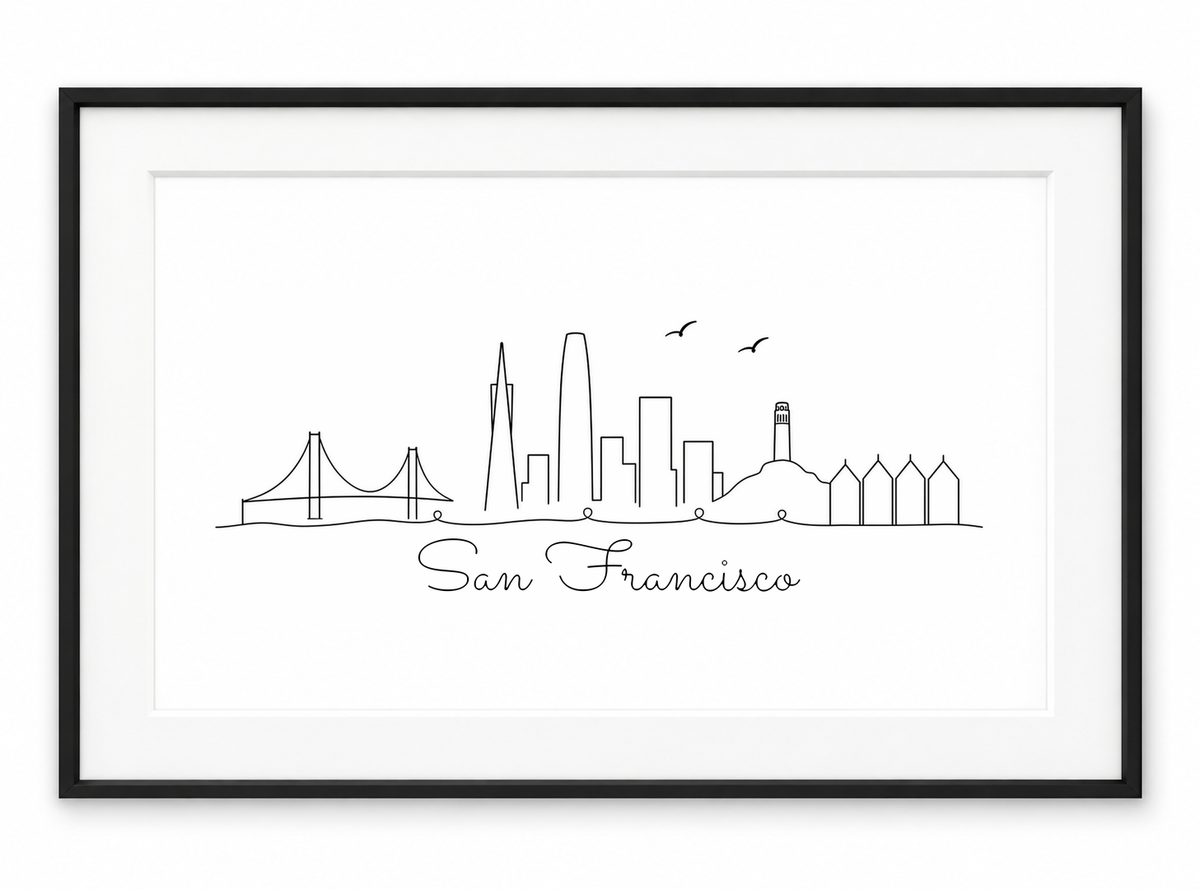 San Francisco skyline print in black frame