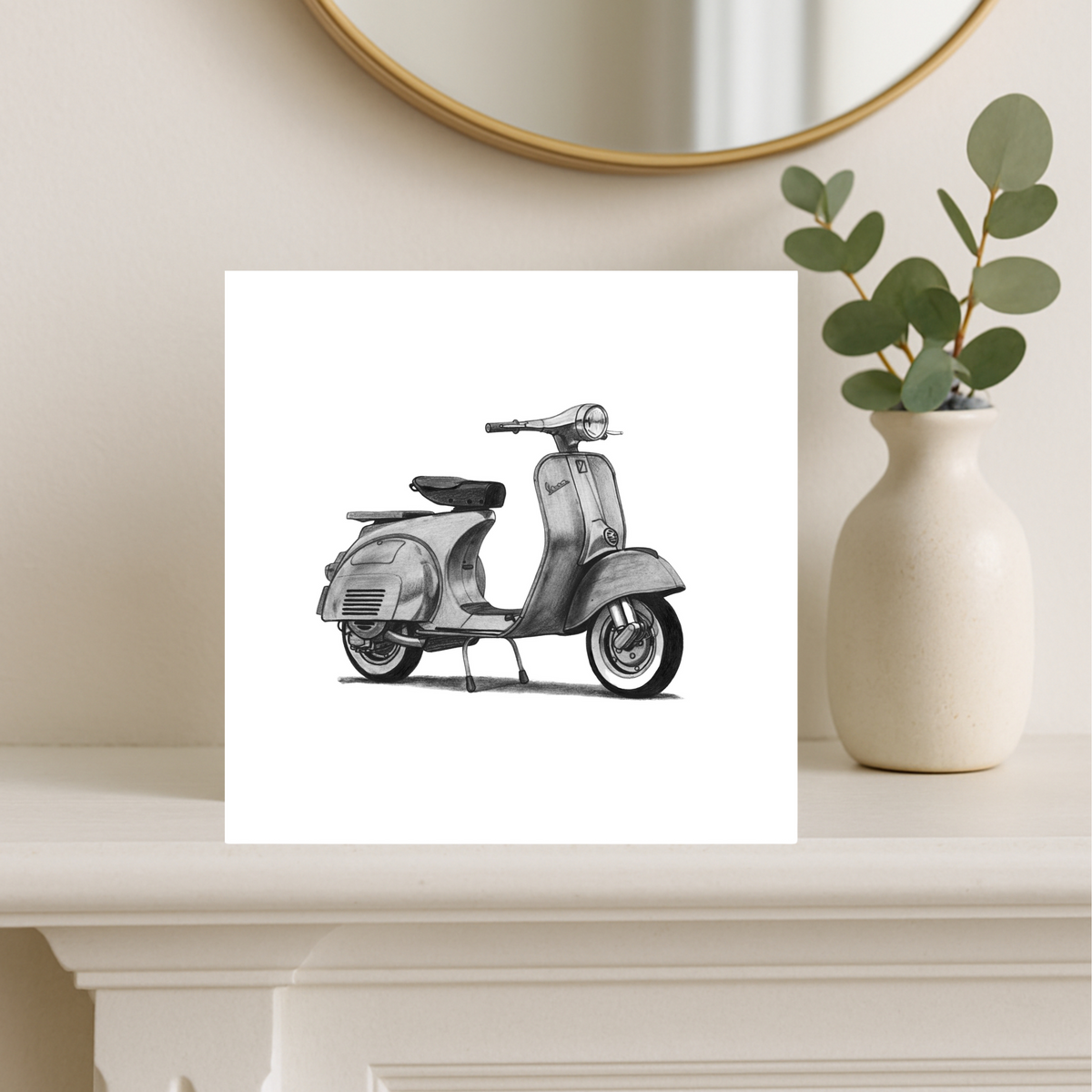 Scooter – Hand-Drawn Greeting Card | Retro & Urban Vehicle Art