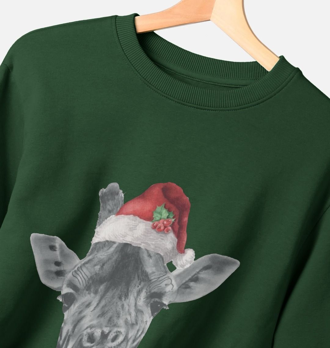 Men's Crew Neck Festive Giraffe Sweater Certified Organic Cotton