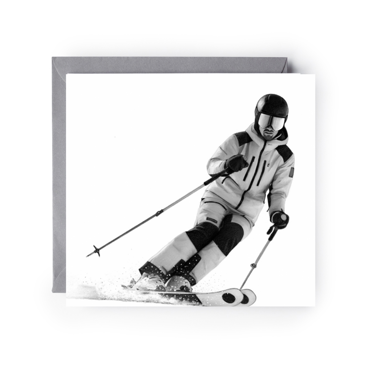 Skier greeting card