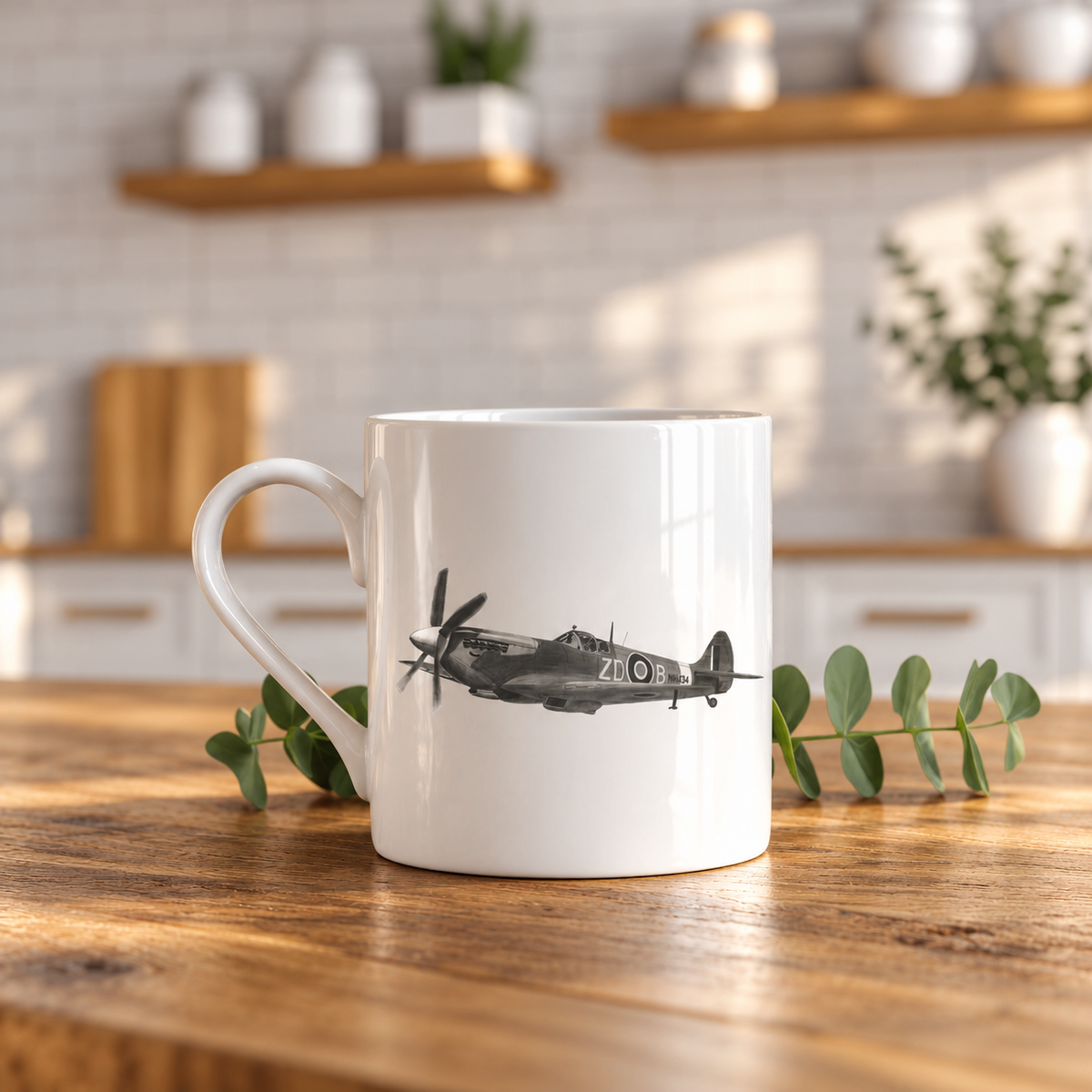 Supermarine Spitfire Bone China Mug realistic product mockup