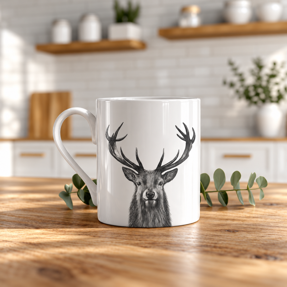 Stag Bone China Mug realistic product mockup