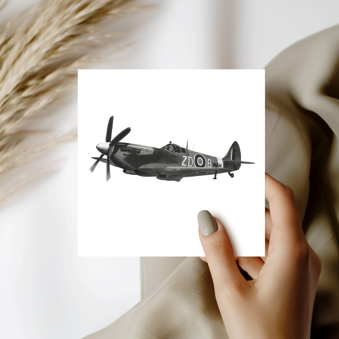Supermarine Spitfire – Hand-Drawn Greeting Card | Iconic WWII Fighter Art