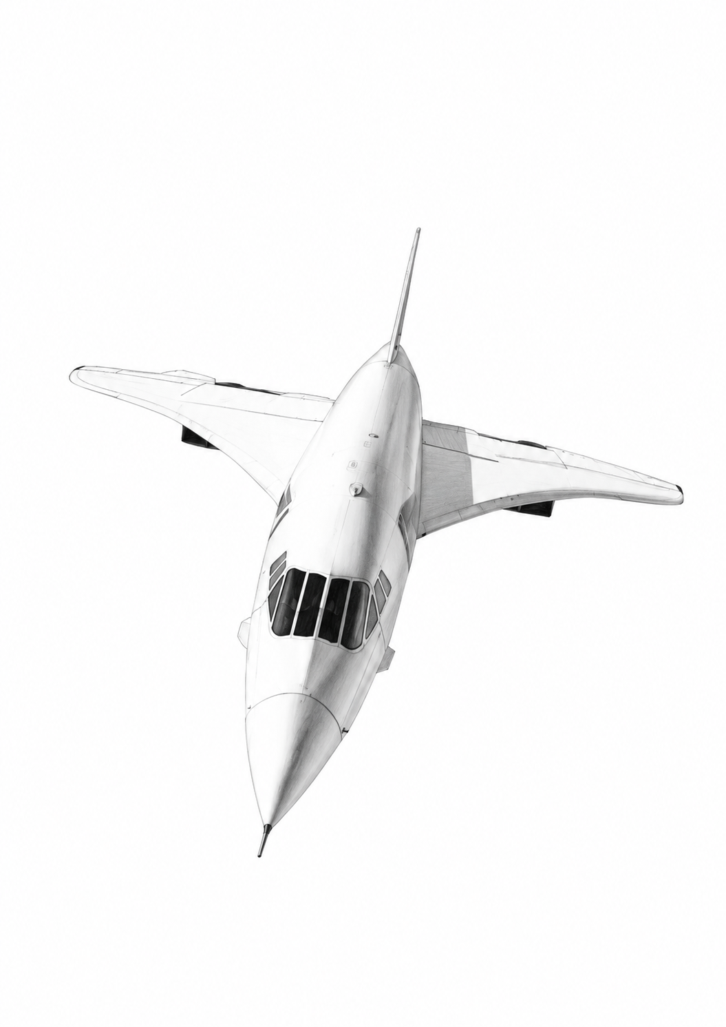 Supersonic Concorde Aircraft Fine Art Print – Hand-Drawn Supersonic Plane Illustration — unframed artwork