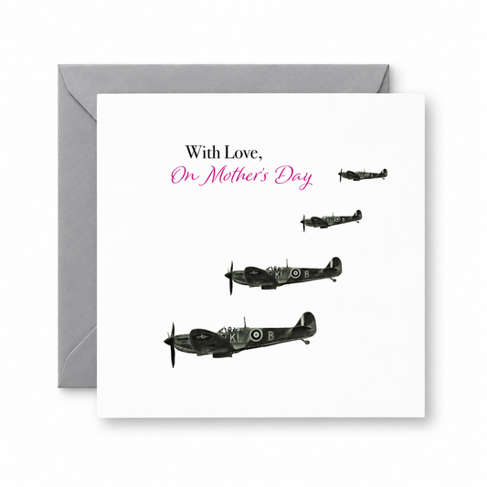 To a Legendary Mum Spitfire Mother’s Day Card — complete card with grey envelope