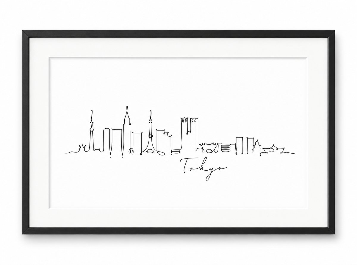 Tokyo Skyline Print – Black frame with white mount