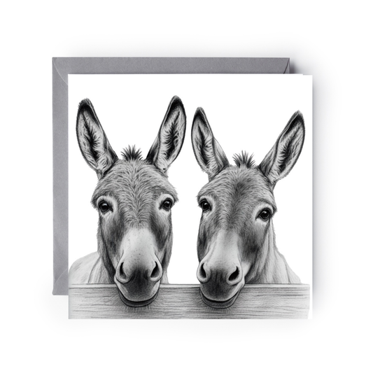 Two Donkeys Greeting Card