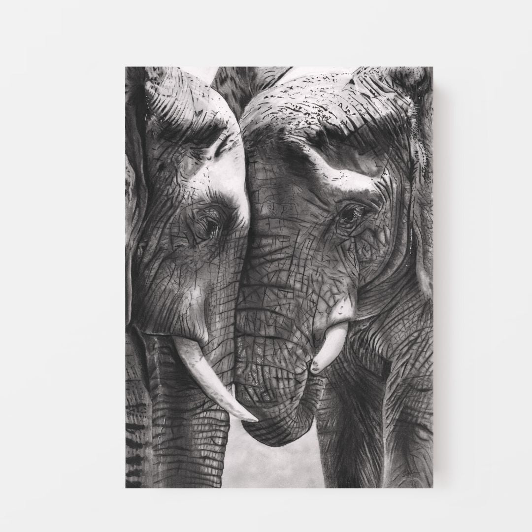 A Elephant Tenderness Giclee Fine Art Print from Libra Fine Arts.