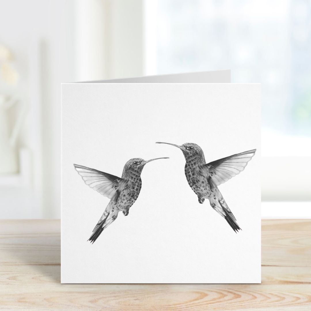 A Hand Drawn Hummingbird Couples Greeting Card From Libra Fine Arts