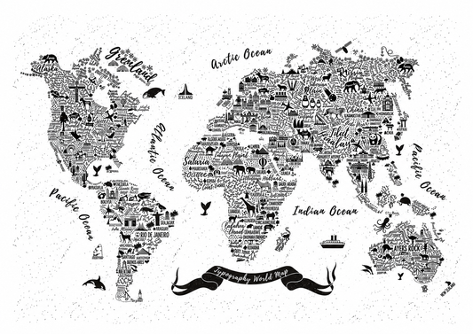 Typography World Map – unframed artwork