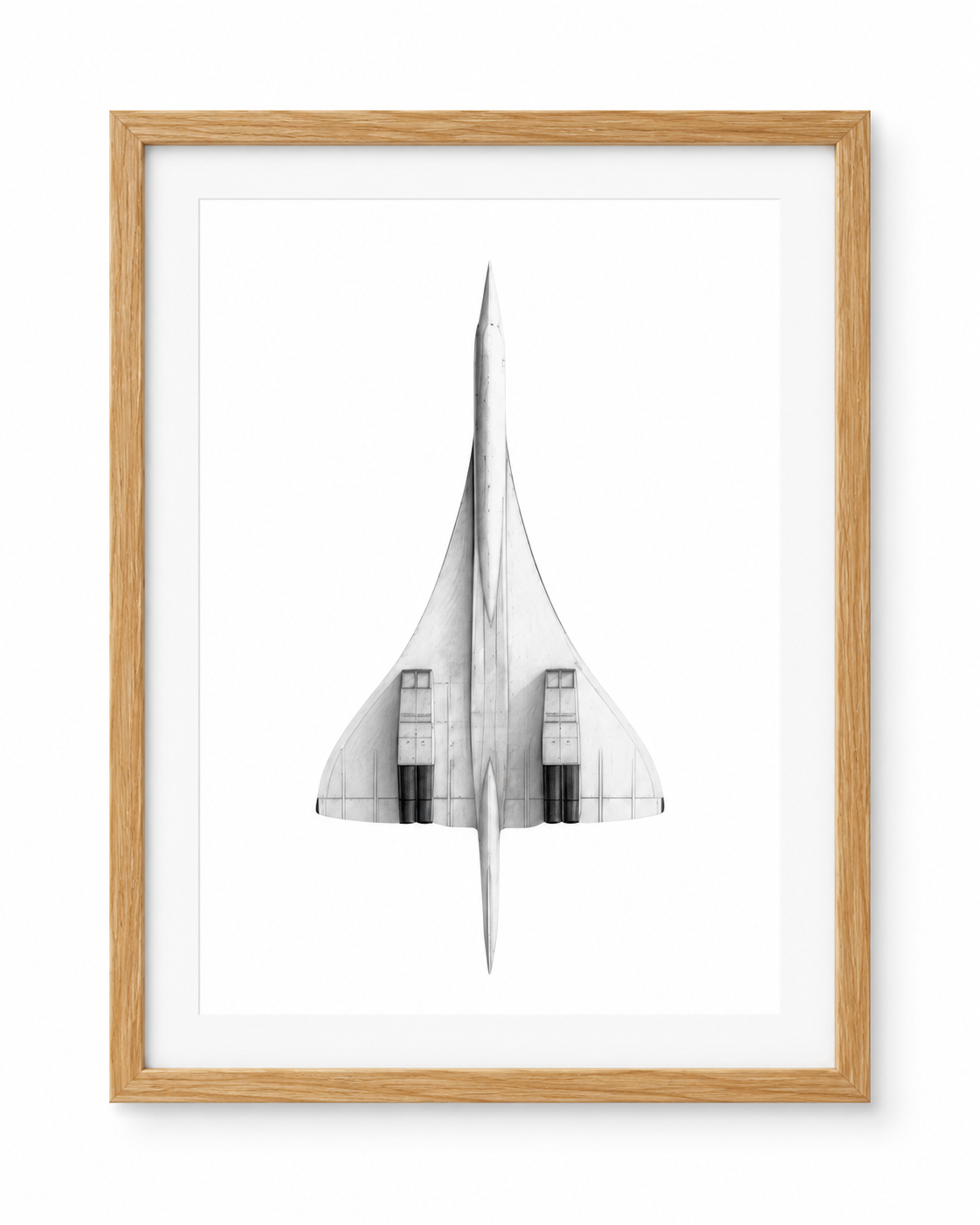 Up Above Concorde Print in oak frame