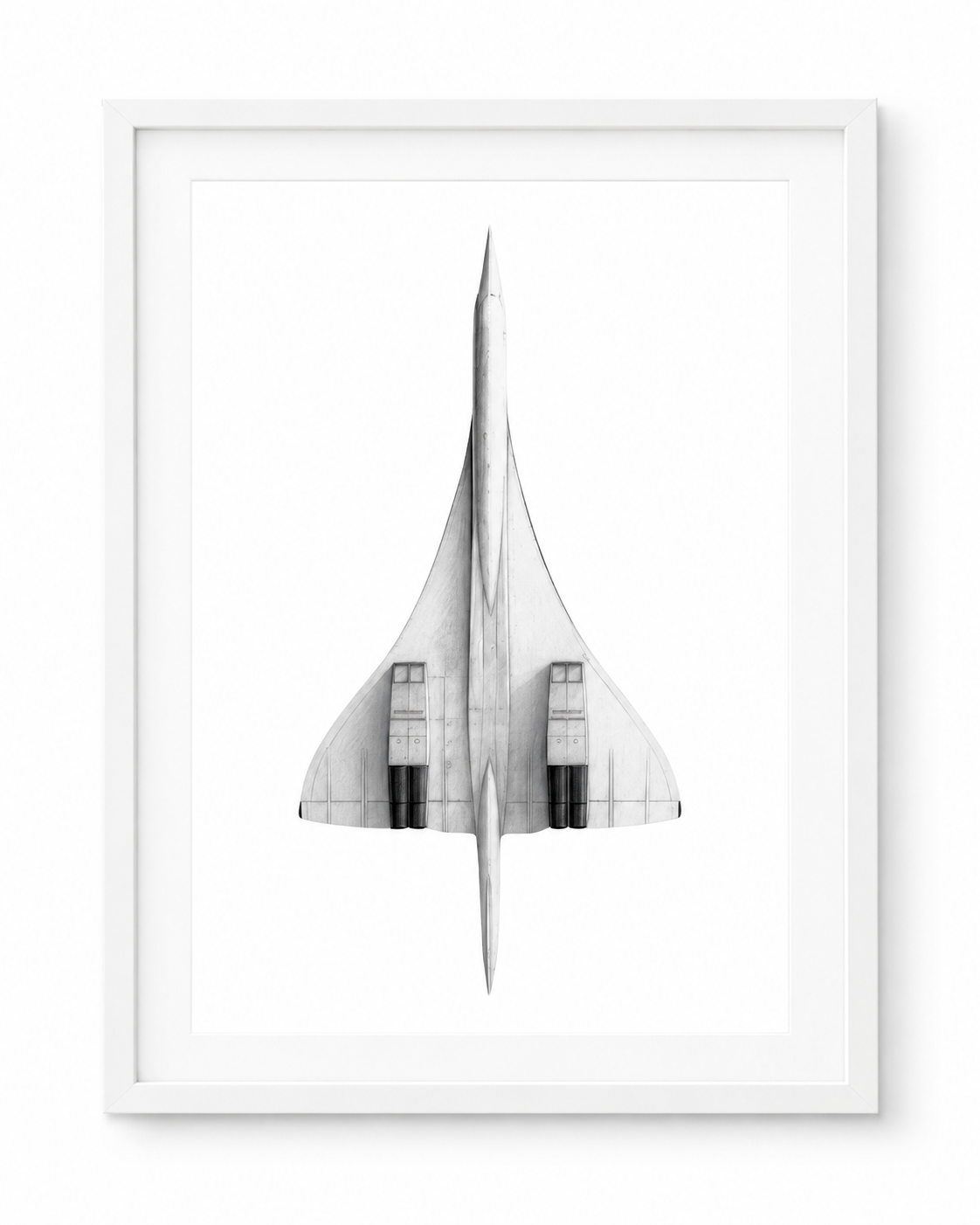 Up Above Concorde Print in white frame