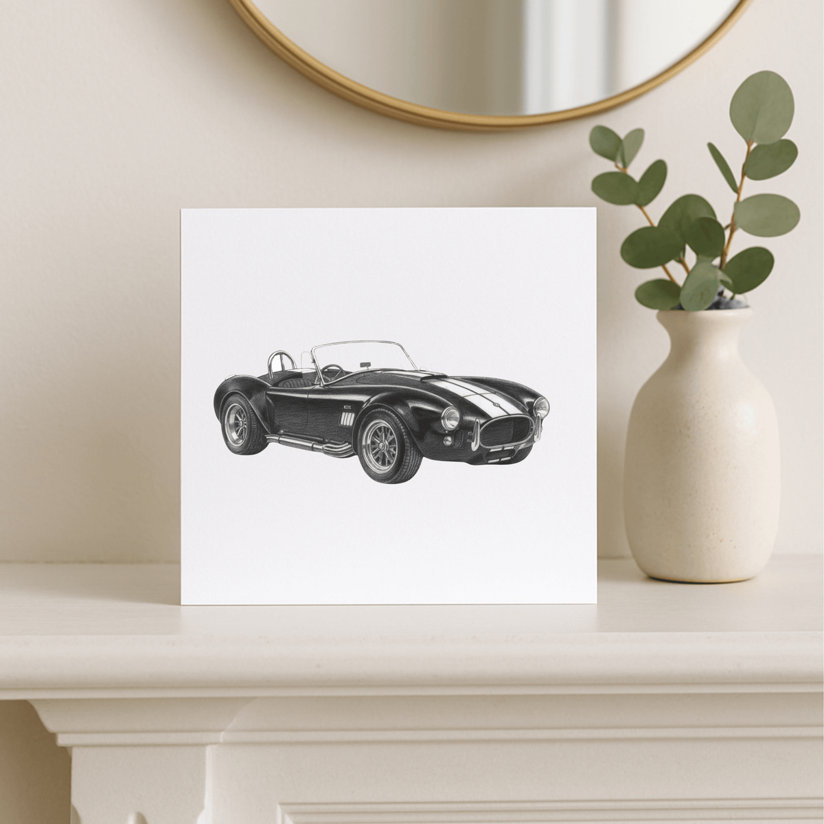 AC Cobra – Hand-Drawn Greeting Card | Classic British Sports Car Art