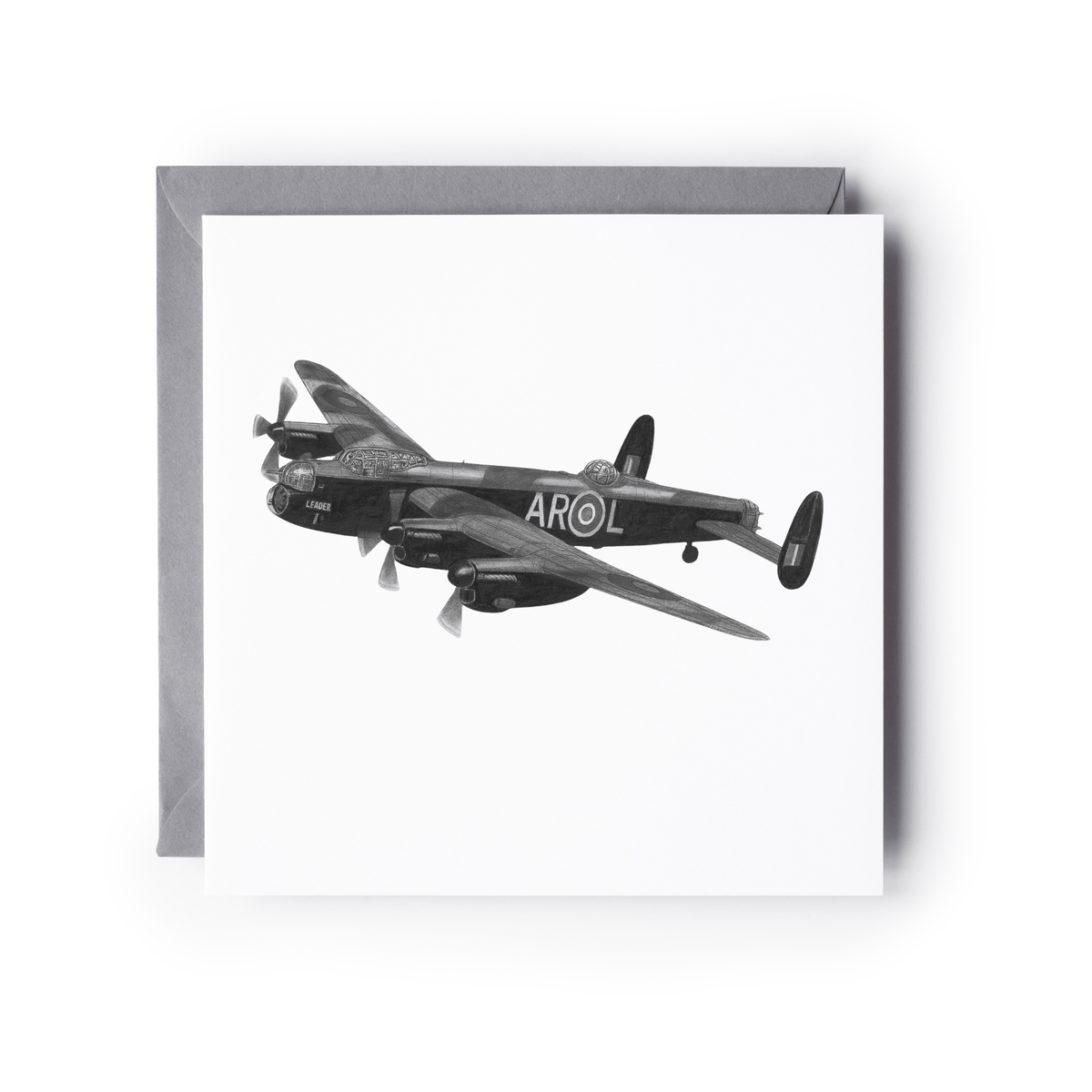 Avro Lancaster – Hand-Drawn Greeting Card | Iconic WWII Bomber Aviation Art