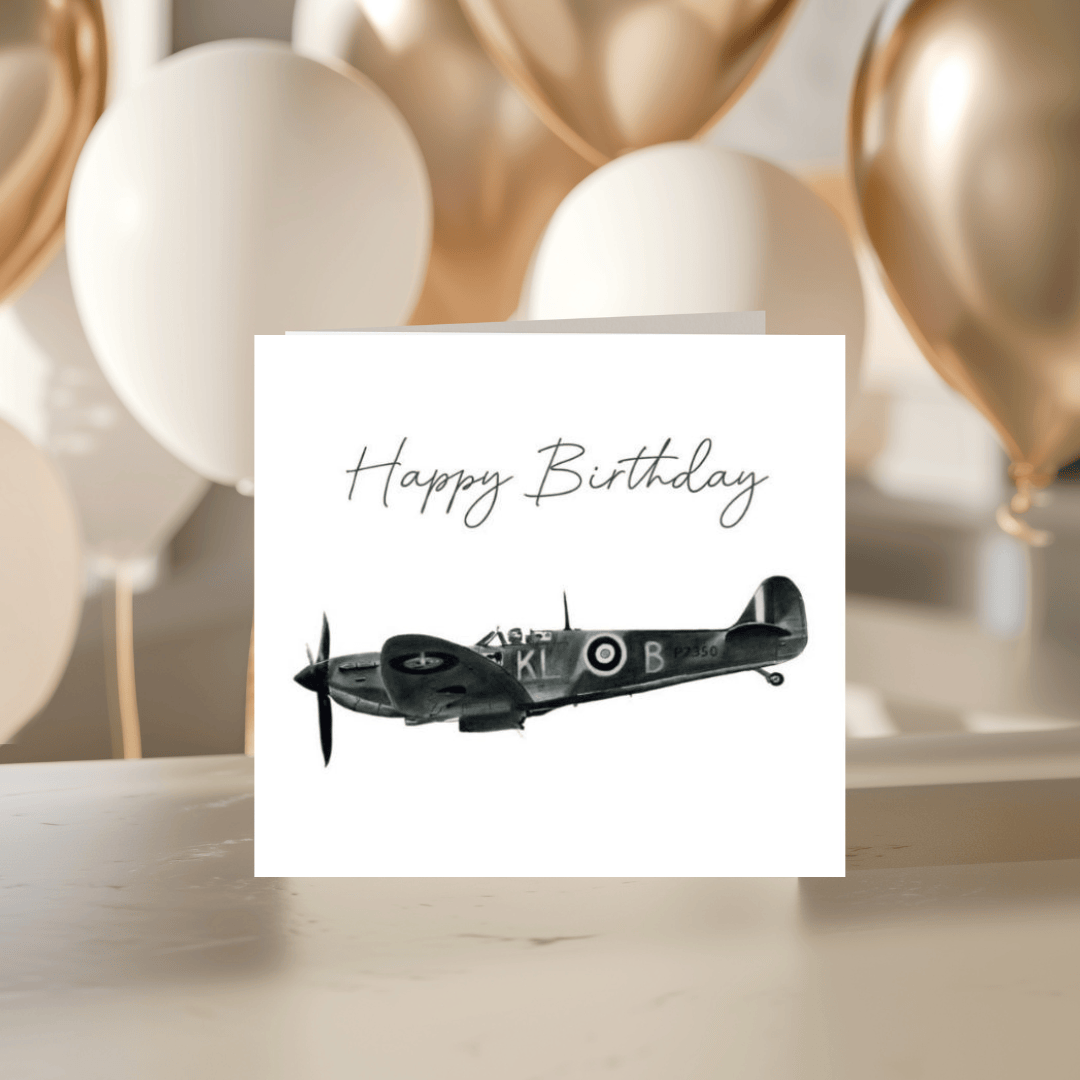 Birthday Spitfire – Hand-Drawn Spitfire Aircraft Greeting Card | Bold & Stylish Art