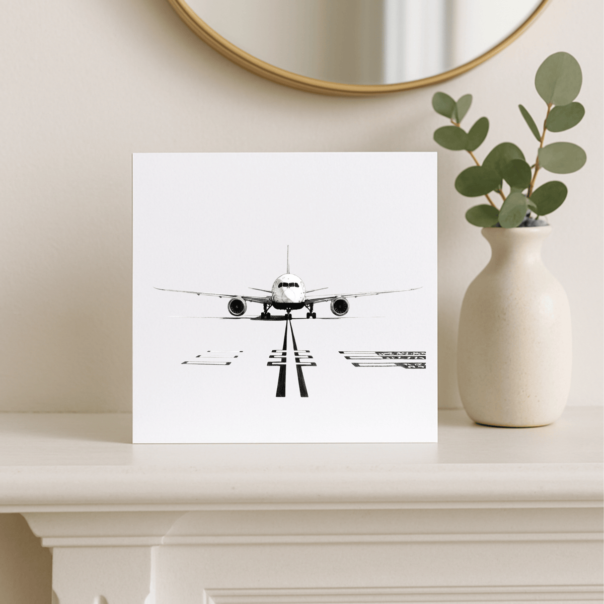 Boeing 787 – Hand-Drawn Greeting Card | Sleek Modern Aviation Art