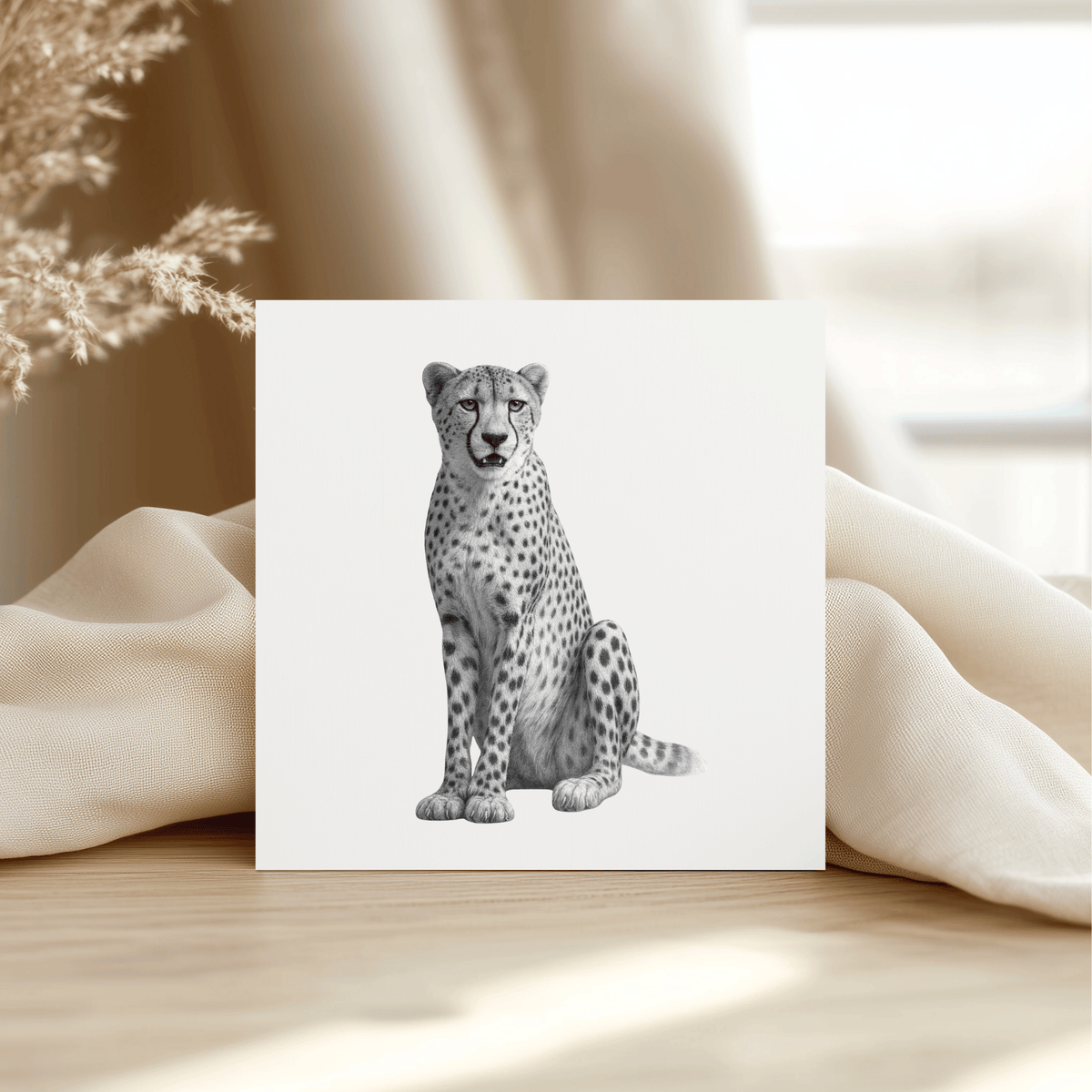 Cheetah – Hand-Drawn Greeting Card | Majestic Wildlife Art