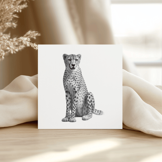 Cheetah – Hand-Drawn Greeting Card | Majestic Wildlife Art