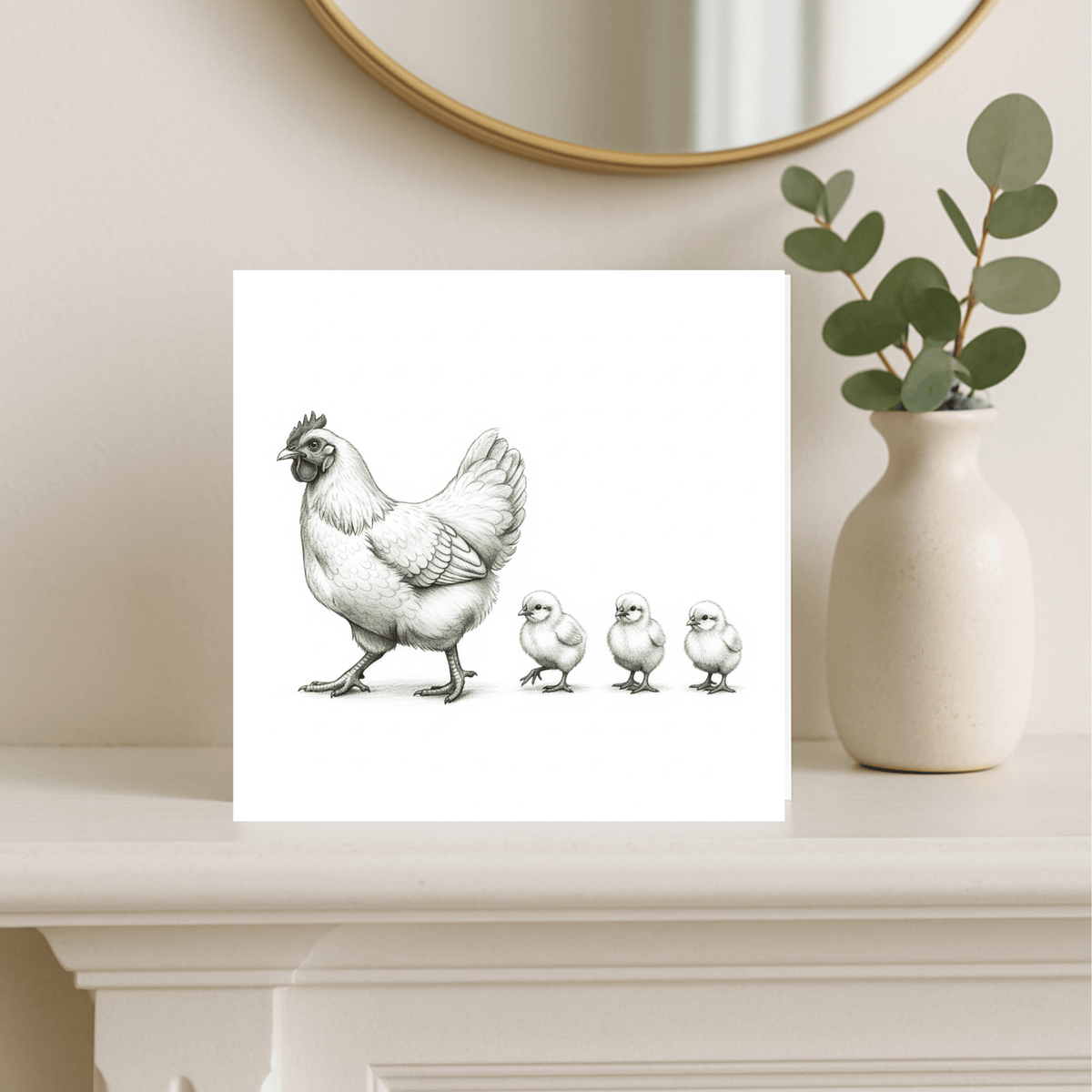 Chickens and Hen – Hand-Drawn Greeting Cards | Charming Farmyard Pet Art