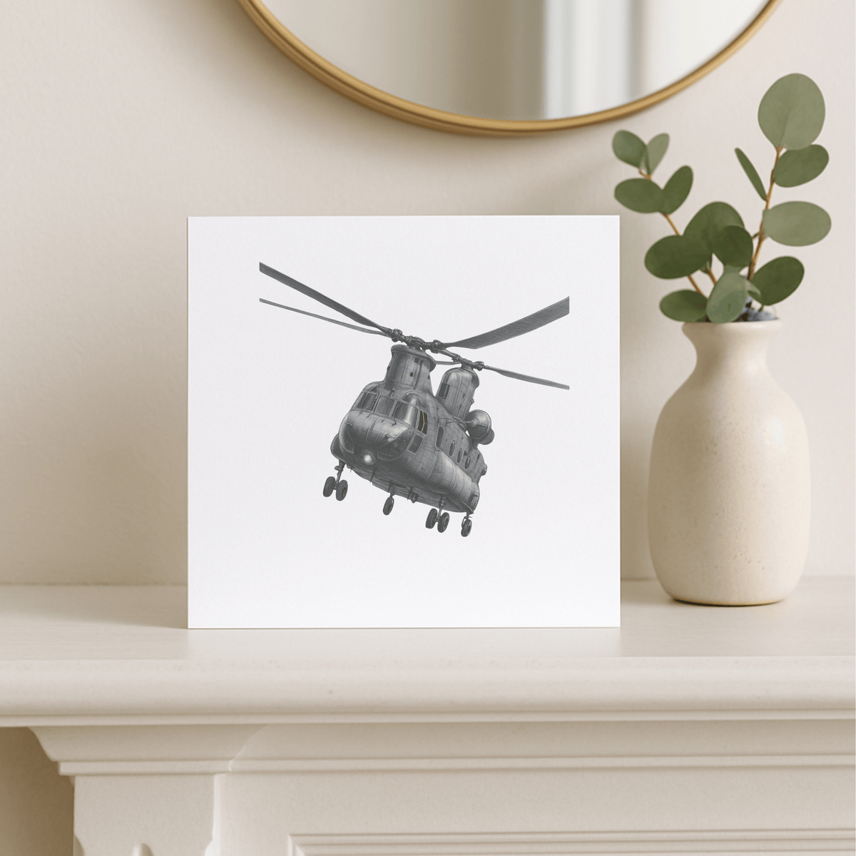 Chinook – Hand-Drawn Greeting Card | Iconic Helicopter Aviation Art