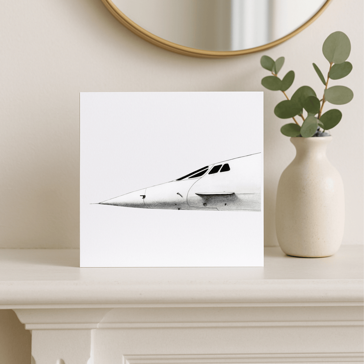 Concorde Nose – Hand-Drawn Greeting Card | Iconic Supersonic Aviation Art