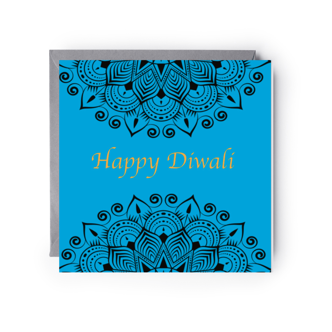 Diwali Aqua Crescent Greeting Card