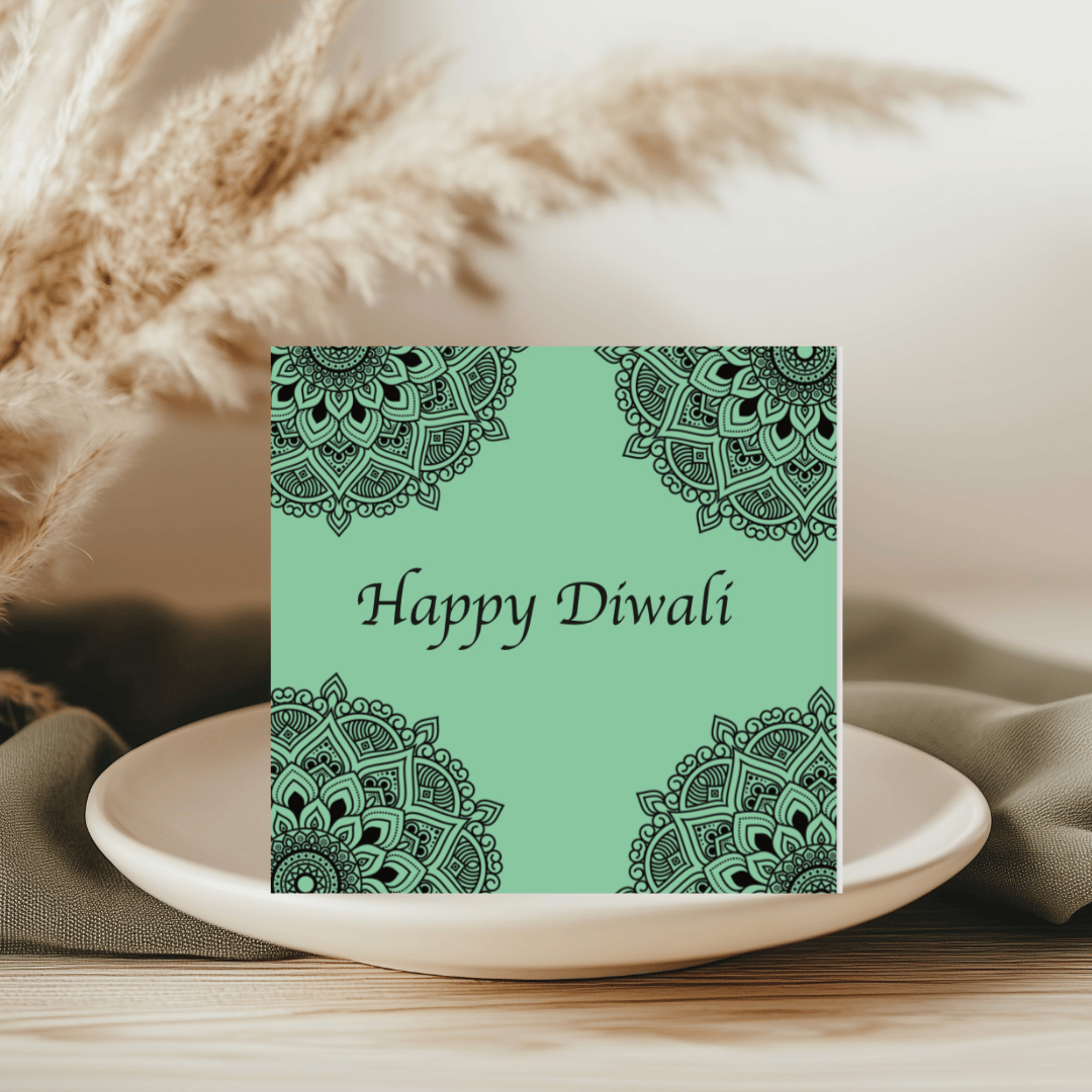 Diwali Green Mandala Greeting Card