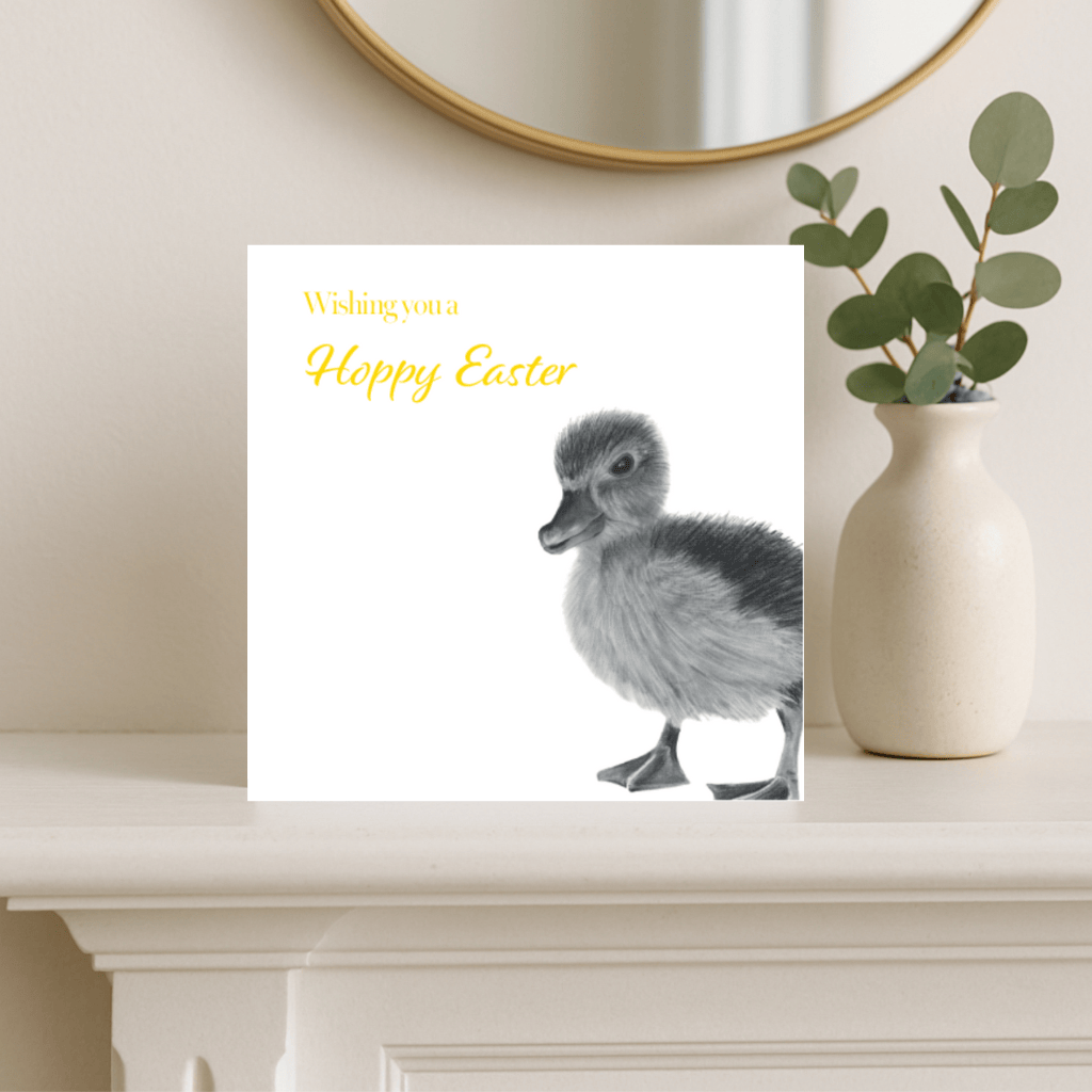 Easter Duckling – Hand-Drawn Greeting Card | Cute & Playful Spring Art