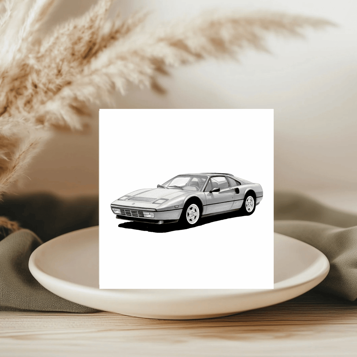 Ferrari Car – Hand-Drawn Greeting Card | Iconic Italian Supercar Art