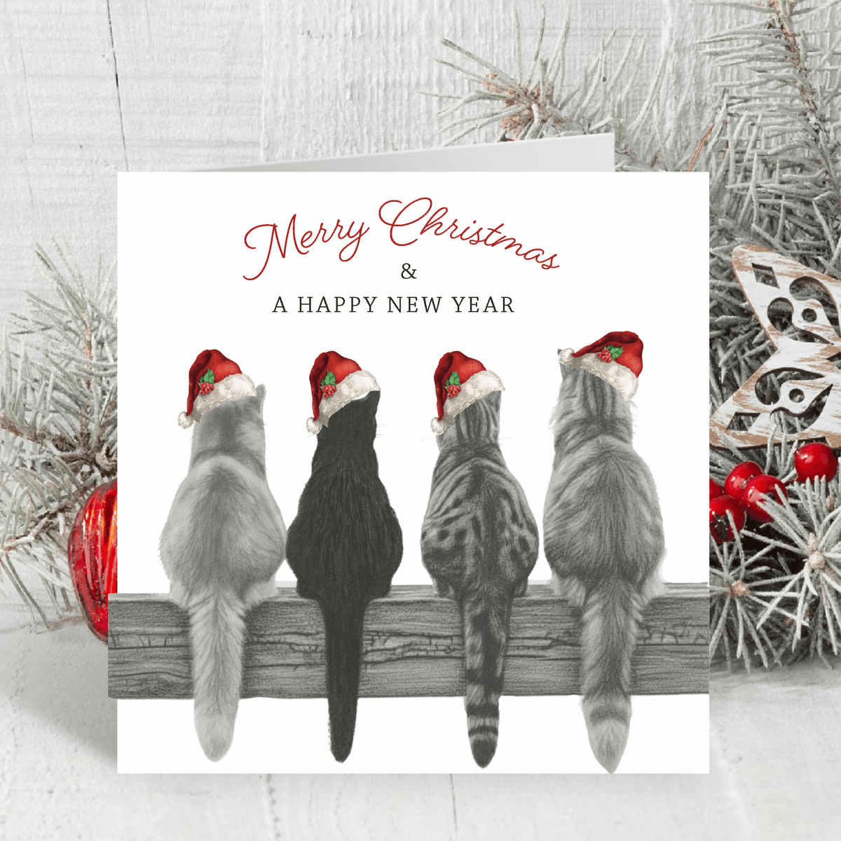 Christmas Cats Card – Cute Festive Cat Christmas Greeting Card