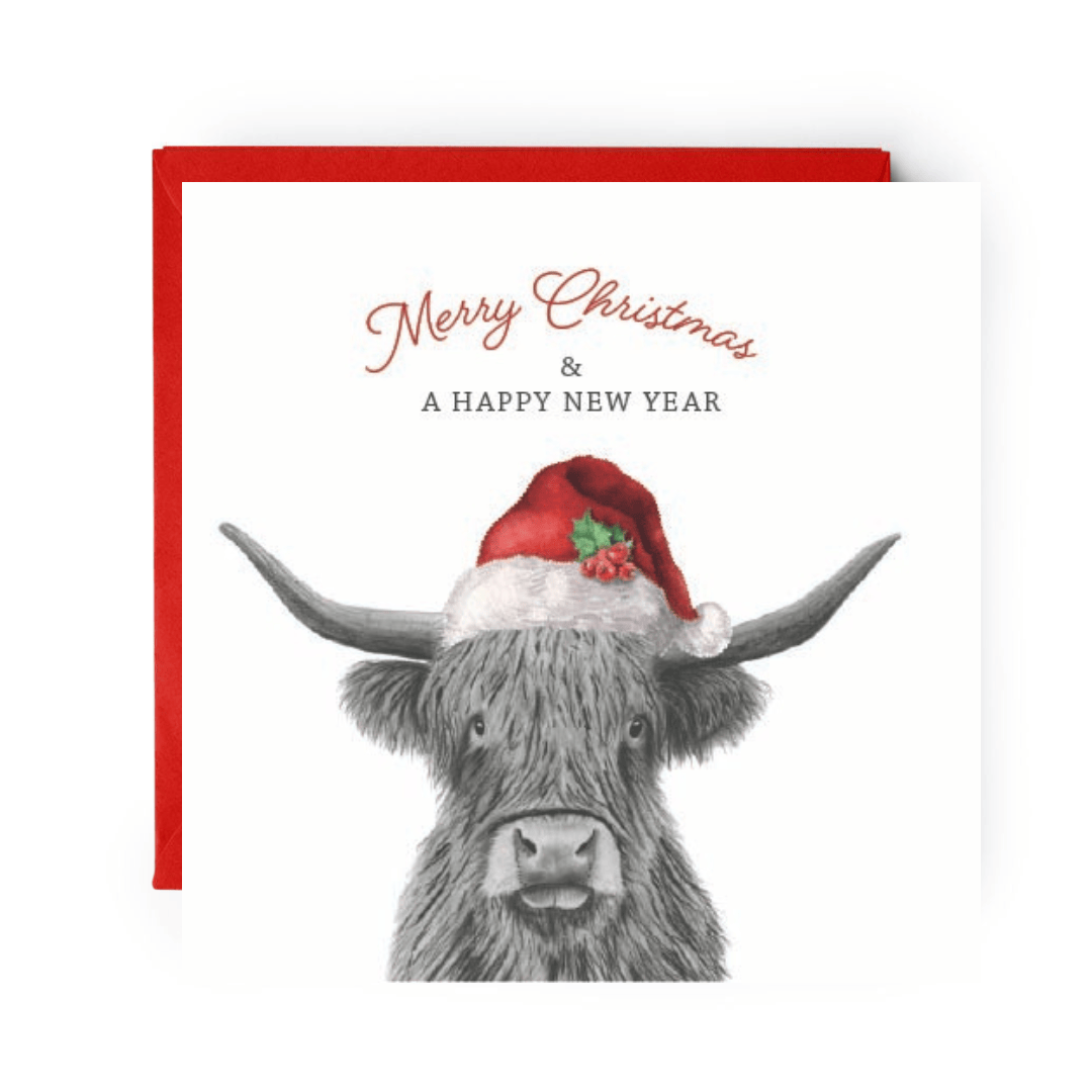 Merry Christmas Christmas Highland Coo Christmas Card