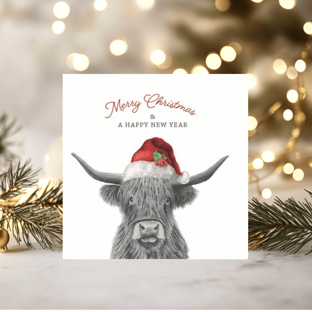 Merry Christmas Christmas Highland Coo Christmas Card