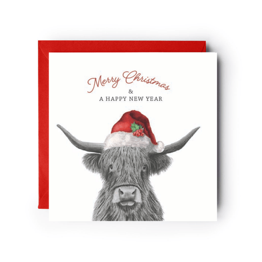 Merry Christmas Highland Coo Greeting Card