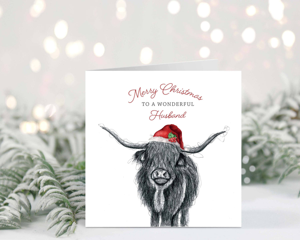 Merry Christmas to a Wonderful Husband Highland Cow