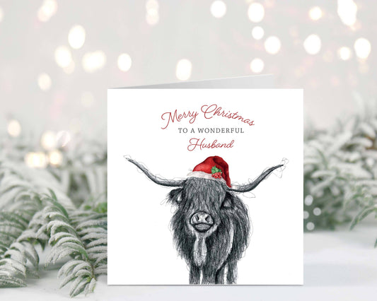 Merry Christmas to a Wonderful Husband Highland Cow