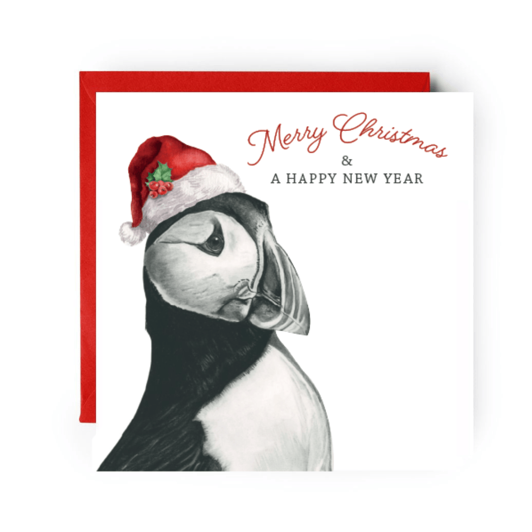 Merry Christmas Festive Puffin Greeting Card