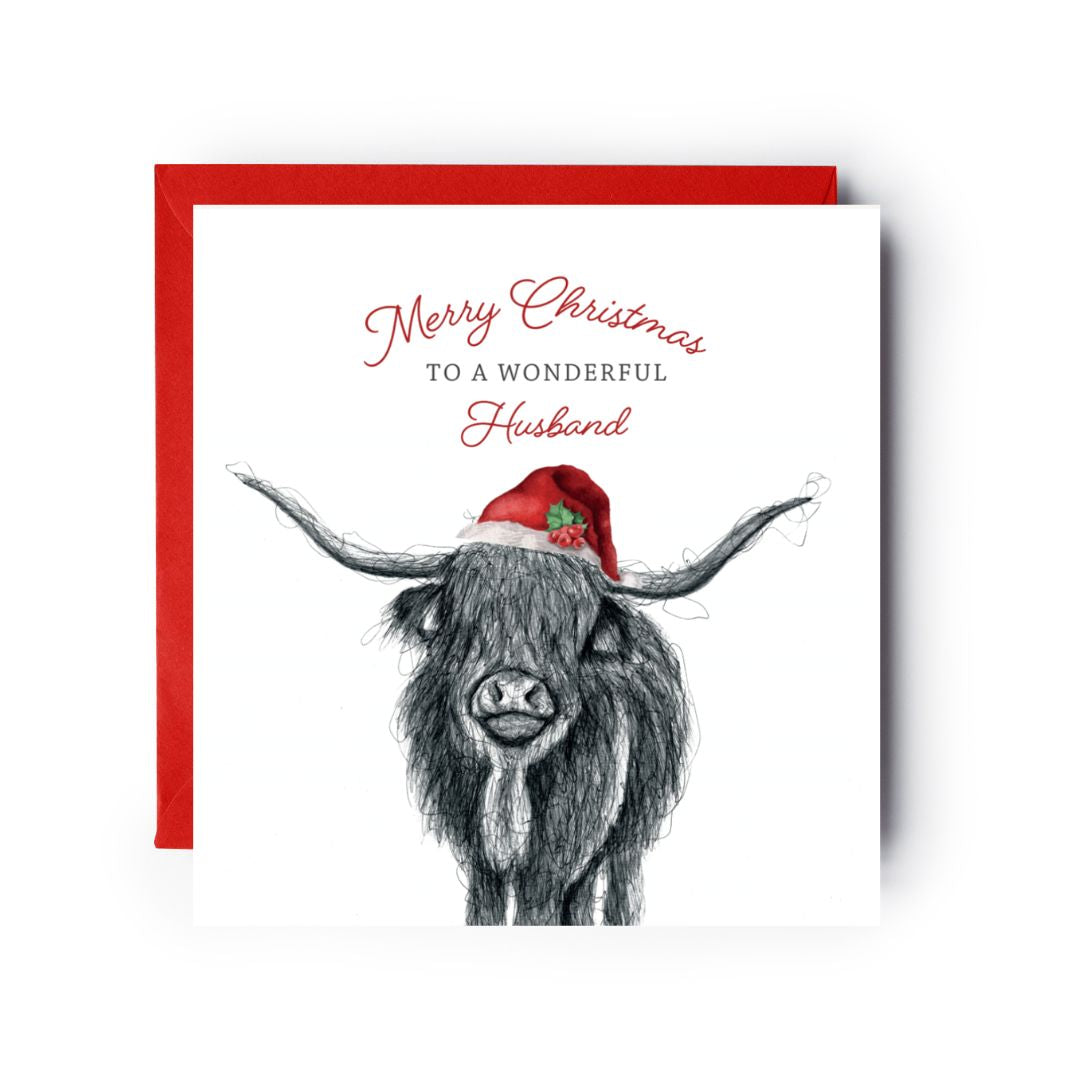 Merry Christmas to a Wonderful Husband Highland Cow
