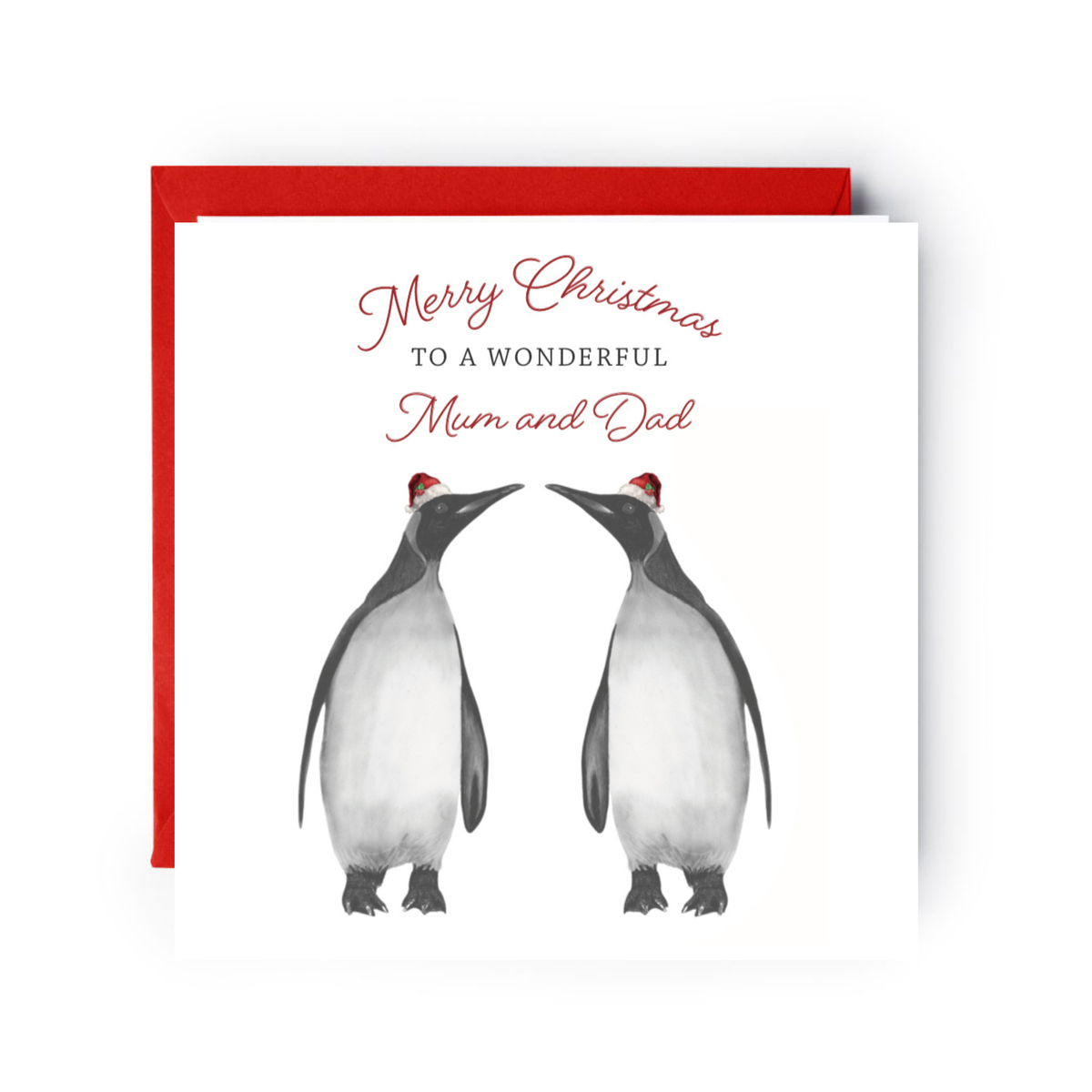Mum and Dad Christmas Penguins Christmas Card