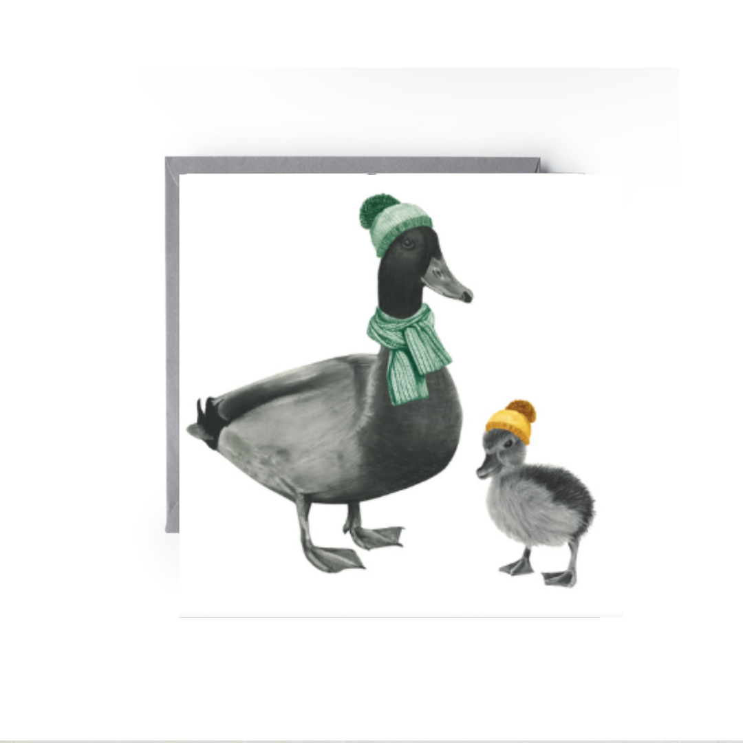 Winter Ducks Christmas Card – Quacking Cute in Bobble Hats & Scarves