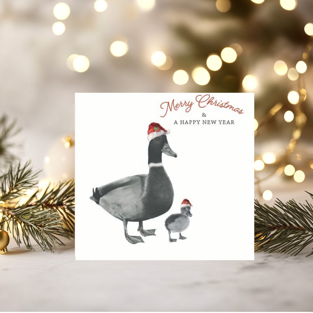 Merry Christmas Duckling and Duck Christmas Card