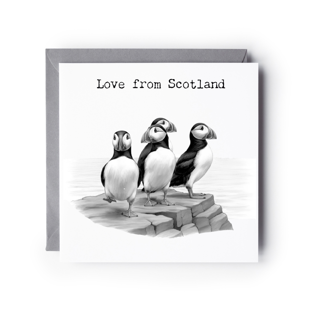 Love From Scotland - Puffin Rock – Coastal Greeting Card
