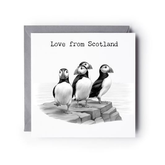 Love From Scotland - Puffin Rock – Coastal Greeting Card