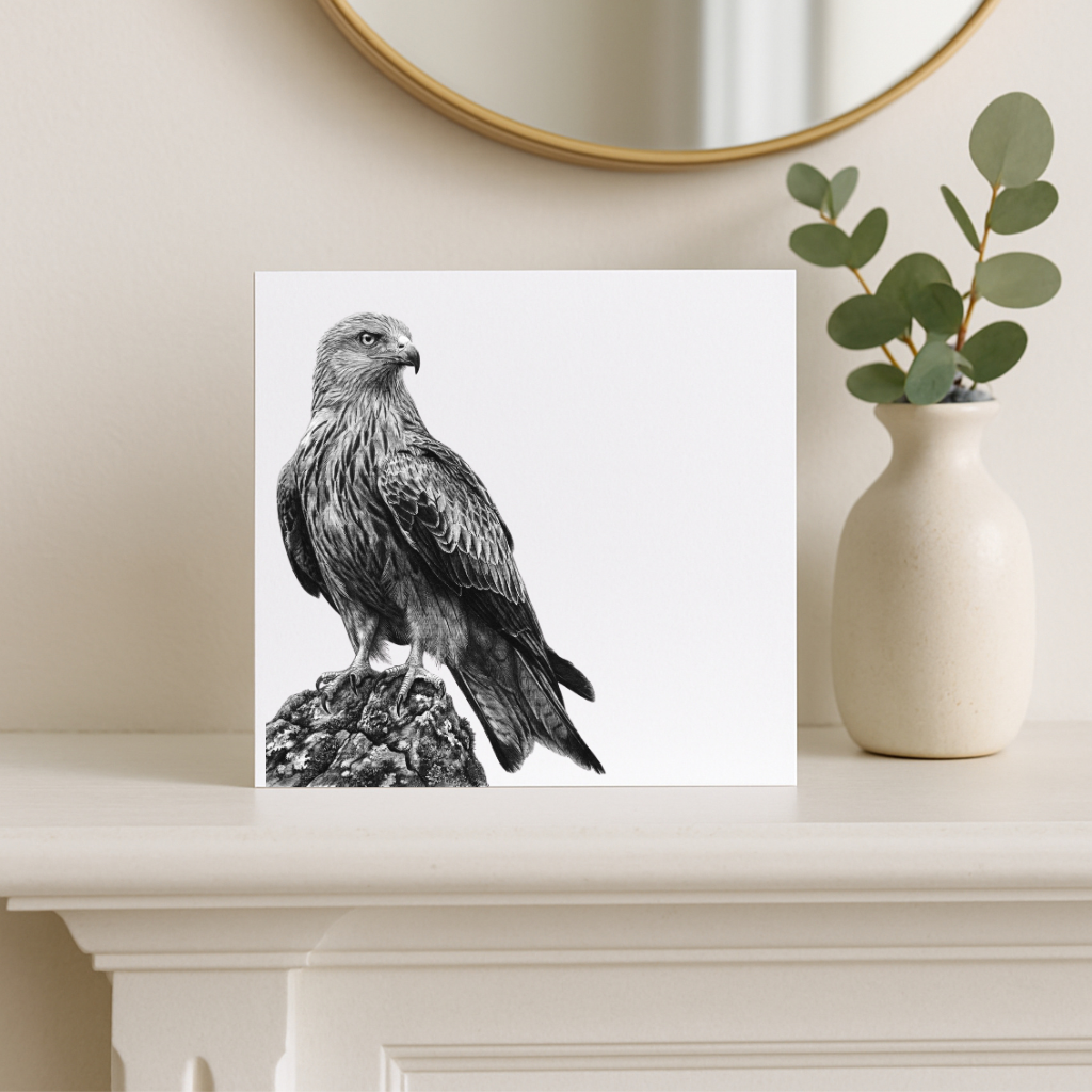 Red Kite – Hand-Drawn Greeting Card | Majestic Bird of Prey Art