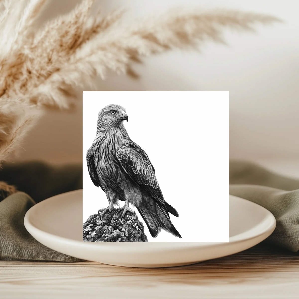 Red Kite – Hand-Drawn Greeting Card | Majestic Bird of Prey Art