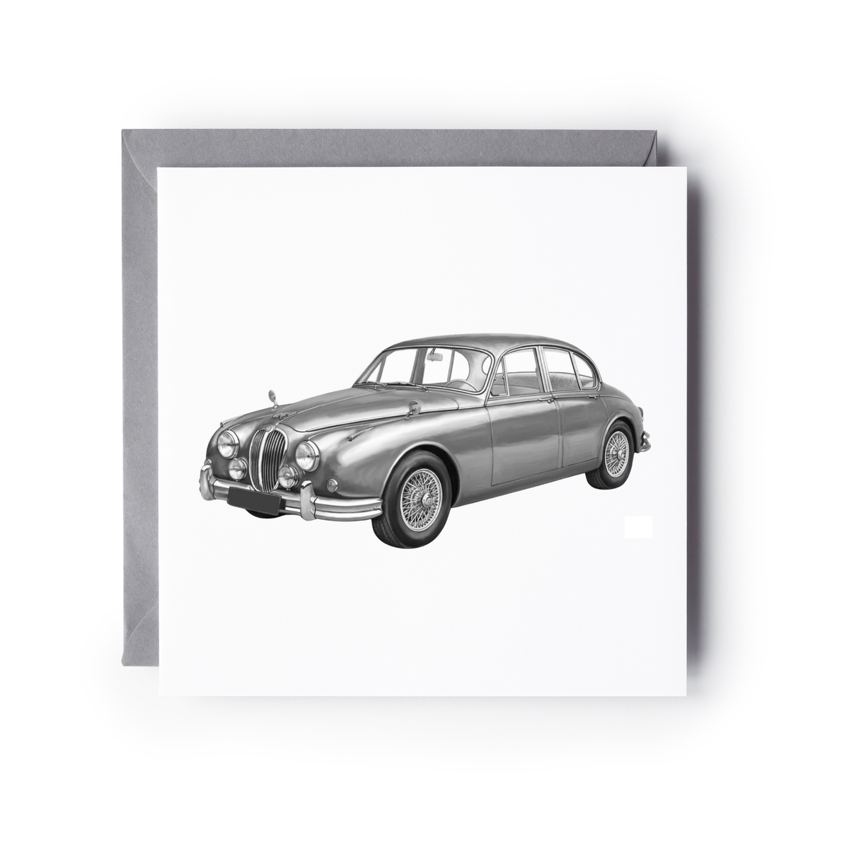 Jaguar II – Hand-Drawn Greeting Card | Classic British Sports Car Art