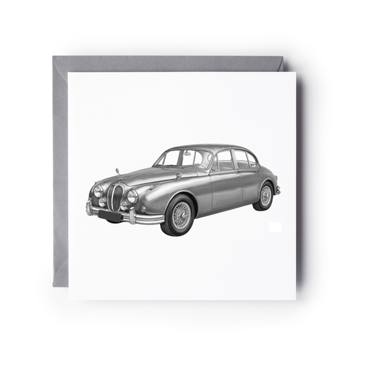Jaguar II – Hand-Drawn Greeting Card | Classic British Sports Car Art