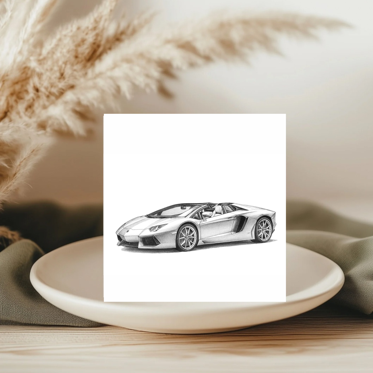 Lamborghini Aventador – Hand-Drawn Greeting Card | Italian Supercar Art