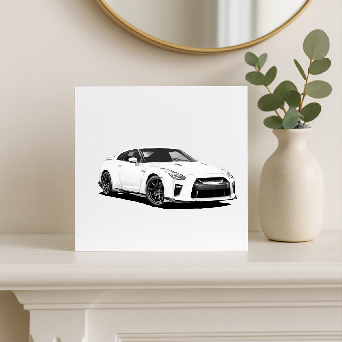 Nissan Skyline GTR – Hand-Drawn Greeting Card | Legendary Japanese Sports Car Art