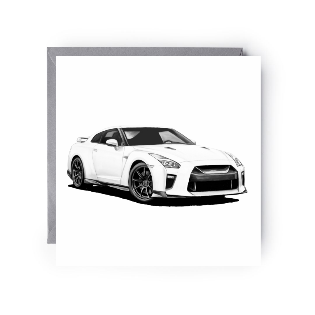 Nissan Skyline GTR – Hand-Drawn Greeting Card | Legendary Japanese Sports Car Art